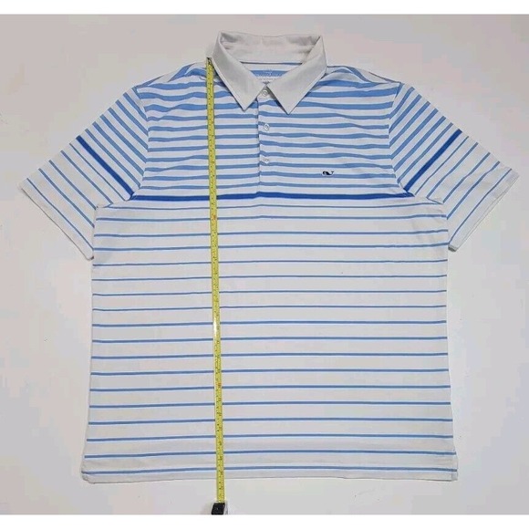 Vineyard Vines Blue Striped Golf Polo Shirt Men's XL‎ Polyester Spandex Blend - Picture 3 of 5